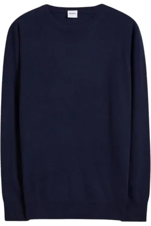 Aspesi Truien, Heren, Blauw, L, Kasjmier, Cashmere trui met ronde hals