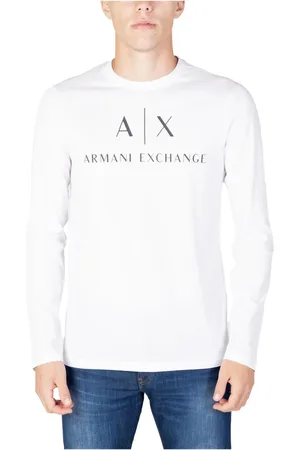 Armani Exchange Tops, Heren, Wit, L, Katoen, Longsleeve T-shirt met print