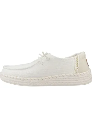Hey dude Schoenen, Dames, Wit, 39 EU, Geweven Espadrille Veterschoenen