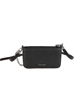 Michael Kors Tassen, Dames, Zwart, ONE Size, Leer, Zwarte Gehamerde Leren Crossbody Tas