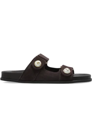 Jimmy Choo Schoenen, Dames, Bruin, 37 1/2 EU, Leer, Slides Fayence
