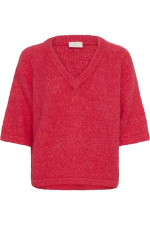 Kaffe Truien, Dames, Roze, M, V-hals Trui Framboos