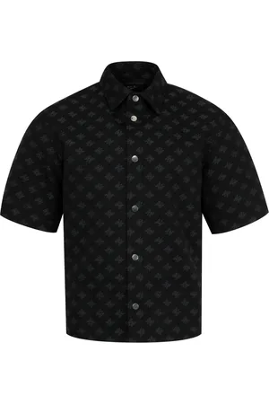 AMIRI Overhemden, Heren, Zwart, M, Katoen, Jacquard Korte Mouwen Overhemd