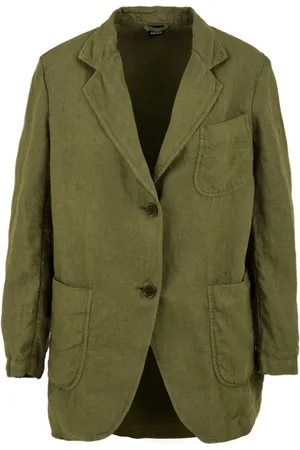 Aspesi Jassen, Dames, Groen, 2Xs, Groene Viscose Blazer met Klassieke Revers en Parelmoer Knopen