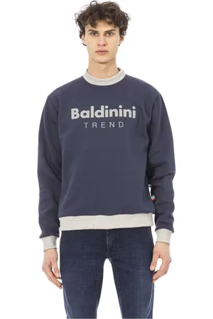 BALDININI Sweatshirts & Hoodies, Heren, Blauw, S, Katoen, Trendy Sweatshirt Monochroom Logo