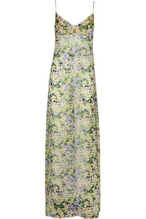 RAQUEL DINIZ Kleedjes, Dames, Veelkleurig, S, Bloemen zijden jurk V-hals Verstelbare bandjes