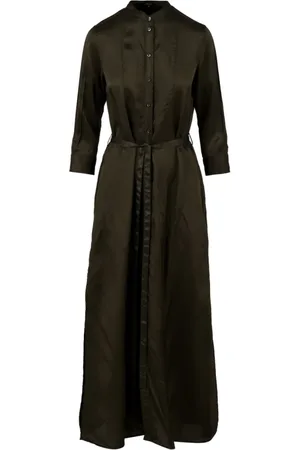 Aspesi Kleedjes, Dames, Groen, 2Xs, Katoen, Military Maxi Jurk