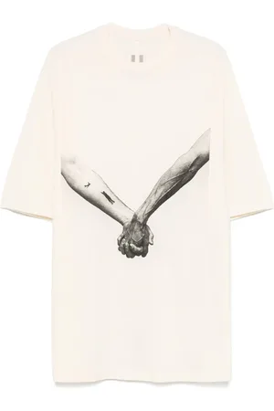 Rick Owens Tops, Heren, , S, Grafische Print Crew Neck T-shirt