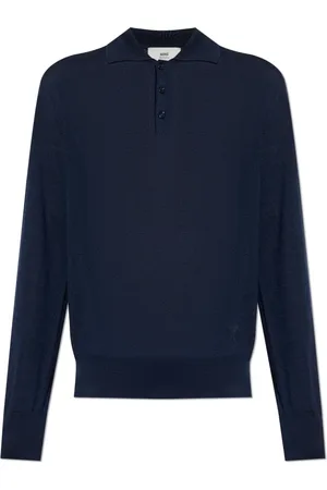 Ami Truien, Heren, Blauw, XL, Wol, Wollige Polotrui