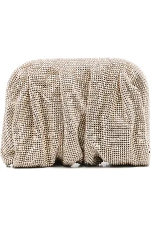 BENEDETTA BRUZZICHES Tassen, Dames, Geel, ONE Size, Gouden Venus Clutch Tas met Strass