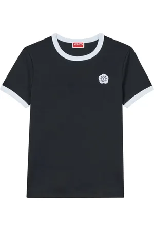 Kenzo Tops, Dames, Zwart, XS, Katoen, Zwart logo t-shirt
