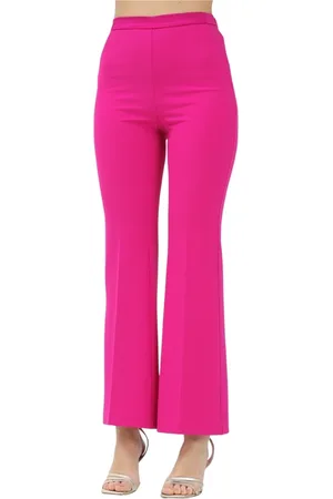 VICOLO Broeken, Dames, Roze, M, Polyester, Fuchsia Elegante Palazzo Broek