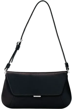 Amina Muaddi Tassen, Dames, Zwart, ONE Size, Leer, Ami Foldover Top Mini Schoudertas
