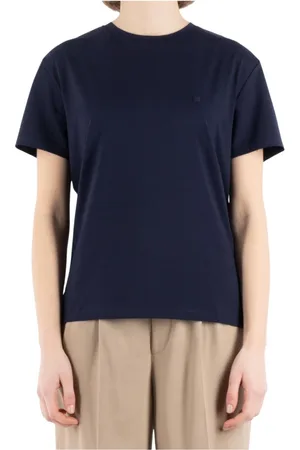Acne Studios Tops, Dames, Blauw, XL, Katoen, Blauw Katoenen T-Shirt Cl 0309