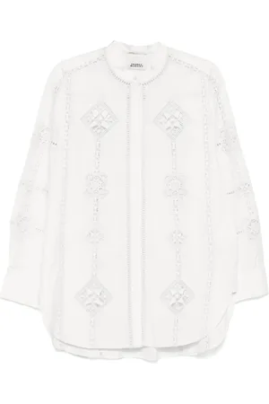 Isabel Marant Blouses & Shirts, Dames, Wit, 2Xs, Witte Geborduurde Overhemd met Lange Mouwen
