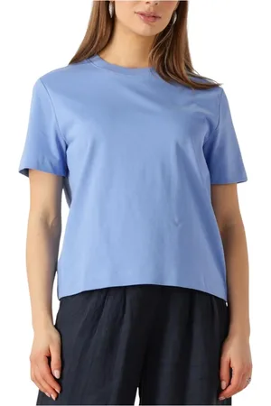 SELECTED Tops, Dames, Blauw, XS, Blauwe Boxy Tee voor Stijlvol Comfort