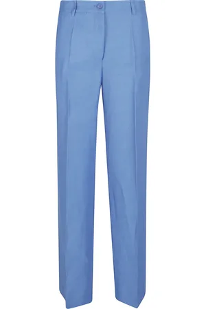 P.A.R.O.S.H. Broeken, Dames, Blauw, S, Linnen, Blauwe Broek voor Stijlvolle Uitjes