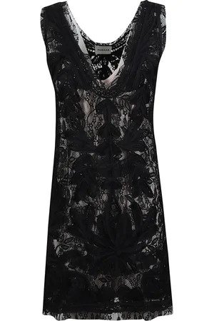 P.A.R.O.S.H. Kleedjes, Dames, Zwart, S, Zwarte Kantjurk Nixie Stijl