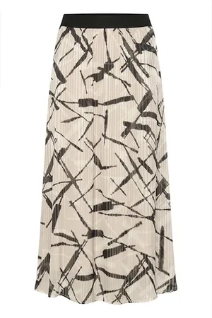 Kaffe Rokken, Dames, Veelkleurig, XS, Geplooide Rok Veergrijs/Zwart Grafisch