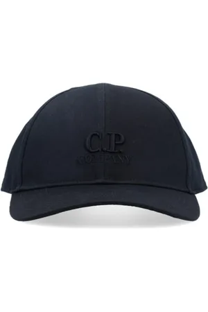 C.P. Company Accessoires, Heren, Blauw, ONE Size, Katoen, Blauwe Katoenen Pet met Gebogen Klep