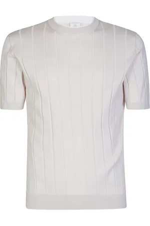 ELEVENTY Truien, Heren, , 2Xl, Katoen, Katoenen Ronde Hals Platte Geribbelde T-shirt