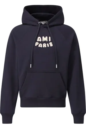 Ami Sweatshirts & Hoodies, Heren, Blauw, 2Xl, Katoen, Hoodie met logo-borduursel