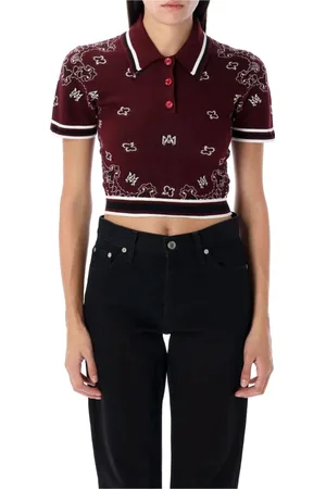 AMIRI Tops, Dames, Rood, M, Katoen, Bandana Polo Shirt