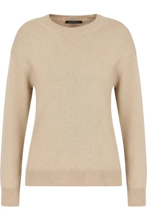 Armani Exchange Truien, Dames, , M, Wol, Gouden trui met lange mouwen en wijde schouders