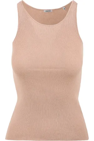 Aspesi Tops, Dames, Roze, S, Katoen, Mouwloze Top