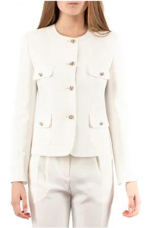 Max Mara Jassen, Dames, Wit, S, Elegante Studio Jas