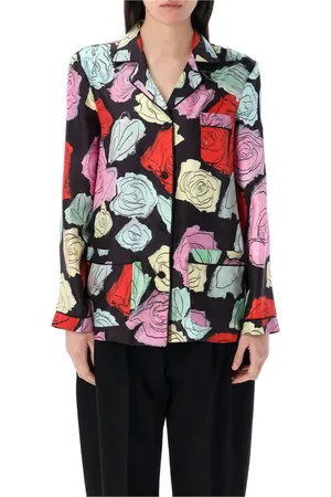 Marni Blouses & Shirts, Dames, Veelkleurig, S, Zijden Twill Rozen Pyjama Shirt