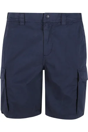 Woolrich Korte broeken, Heren, Blauw, W34, Katoen, Blauwe Gewassen Katoenen Cargo Shorts