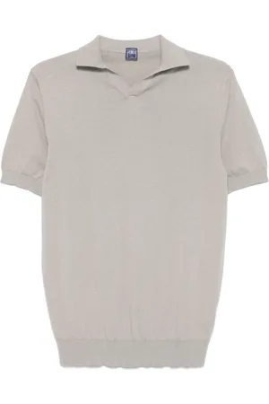 FEDELI Tops, Heren, , M, Katoen, Katoenen Poloshirt met V-hals