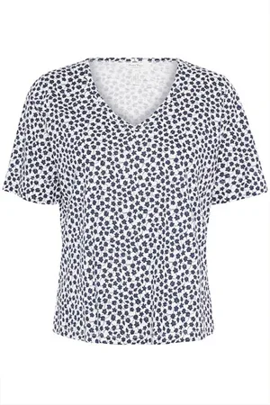 Part Two Blouses & Shirts, Dames, Blauw, XS, Navy Mini Grid Flower T-shirt