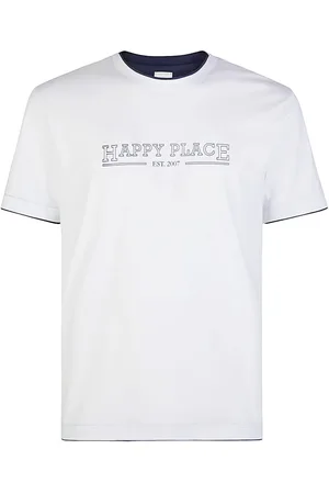ELEVENTY Tops, Heren, Wit, S, Katoen, Gedrukt Katoenen Ronde hals T-shirt