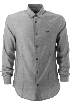 Armani Exchange Overhemden, Heren, Grijs, S, Katoen, Overhemd met lange mouwen, slim fit