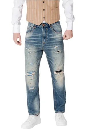GIANNI LUPO Jeans, Heren, Blauw, S, Katoen, Stijlvolle Versleten Effen Jeans