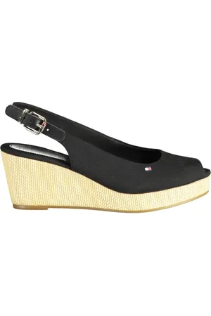 Tommy Hilfiger Schoenen, Dames, Zwart, 37 EU, Zwarte damessandaal met enkelgesp