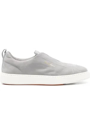 santoni Schoenen, Heren, Grijs, 42 1/2 EU, Leer, Suede Laceless Sneakers