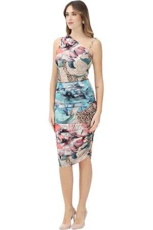 Roberto Cavalli Kleedjes, Dames, Veelkleurig, S, Midi jurk met bloemen- en dierenprint