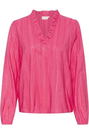Kaffe Blouses & Shirts, Dames, Roze, S, Vrouwelijke frambozenblouse met ruchedetail