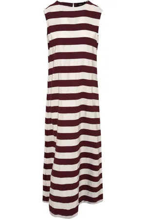 Aspesi Kleedjes, Dames, Veelkleurig, S, Katoen, Elegante Beige/Bordeaux Jurk