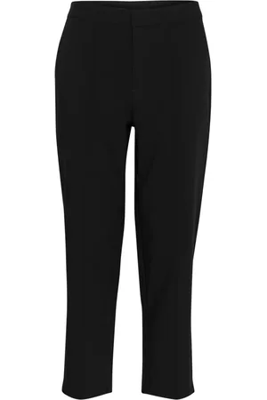 Kaffe Broeken, Dames, Zwart, L, Elastische Cropped Broek Zwart Diep