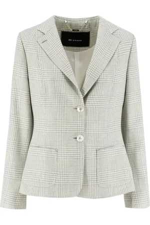 Kiton Jassen, Dames, Blauw, L, Katoen, Zijden blend enkelborst jasje