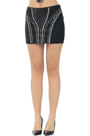 Patrizia Pepe Rokken, Dames, Zwart, S, Tule, Zwarte Tule Mini Rok met Versieringen