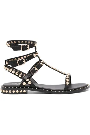 Ash Schoenen, Dames, Zwart, 37 EU, Leer, Zwarte Sandalen met Noppen