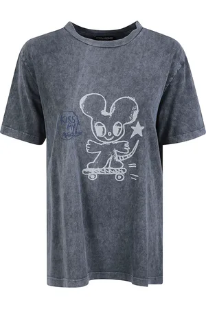 Zadig & Voltaire Tops, Dames, Grijs, S, Katoen, Muis Jersey T-shirt met Iconische Print
