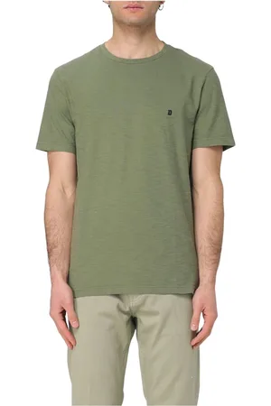 Dondup Tops, Heren, Groen, XL, Katoen, Vlamkatoen Logo T-shirt