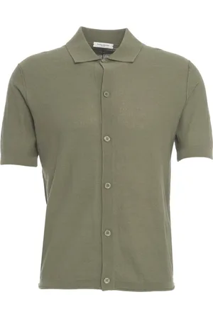 Paolo Pecora Truien, Heren, Groen, 2Xl, Groene Gebreide Shirt Korte Mouw Casual