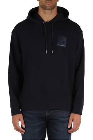Armani Exchange Sweatshirts & Hoodies, Heren, Blauw, L, Katoen, Hoodie in katoenen piqué